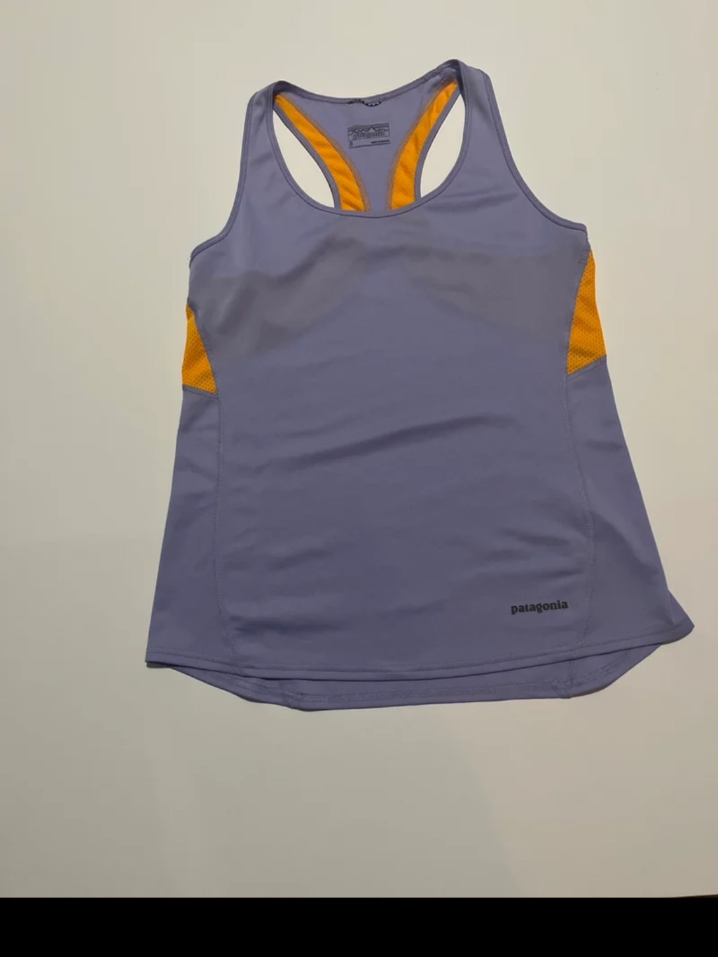 Patagonia Lavender Racerback Tank With Orange Highlights, Size Small
